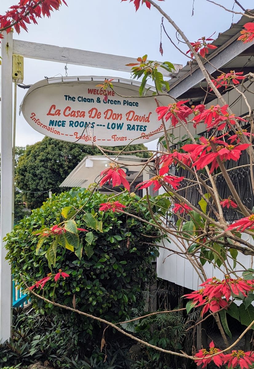La Casa de Don David lodge entrance with flowers